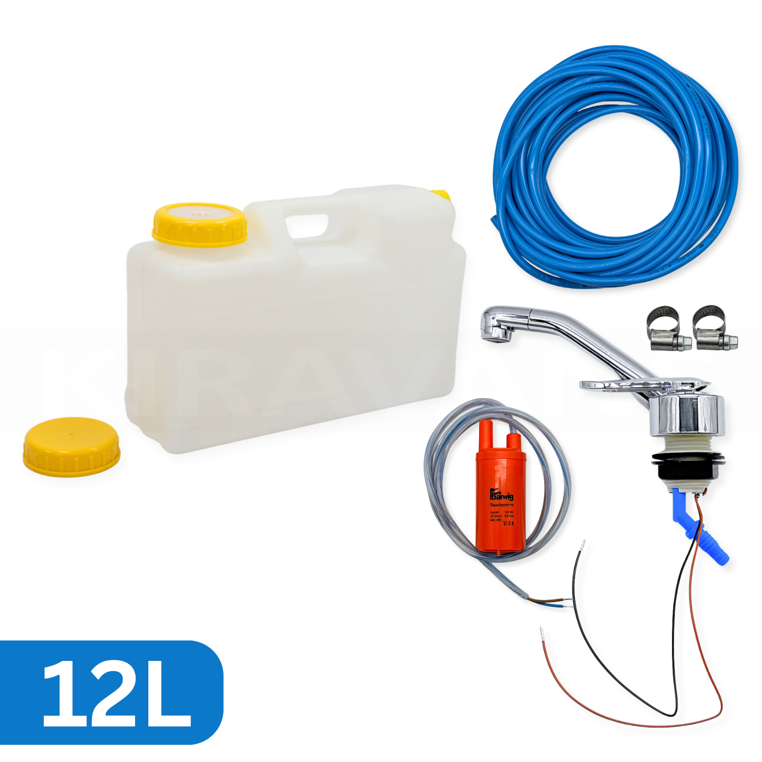 12 Litre Space Saving Campervan Water Container with Screw Top (Includes 2 Caps)