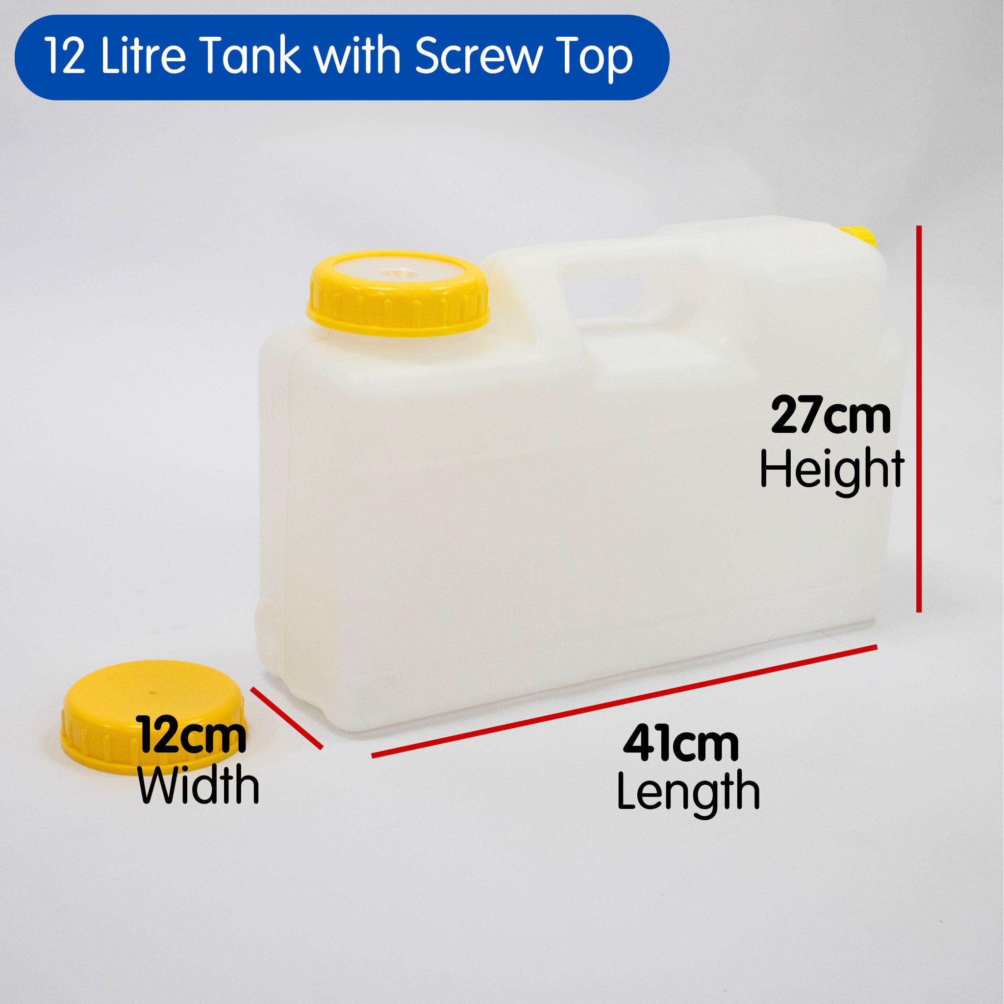 12 Litre Space Saving Campervan Water Container with Screw Top (Includes 2 Caps)