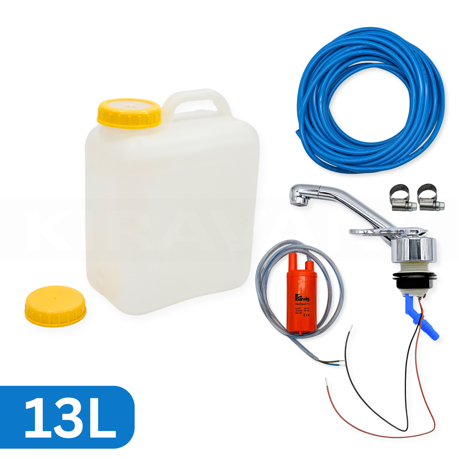 13 Litre Campervan Water Container with Screw Top (Includes 2 Caps)