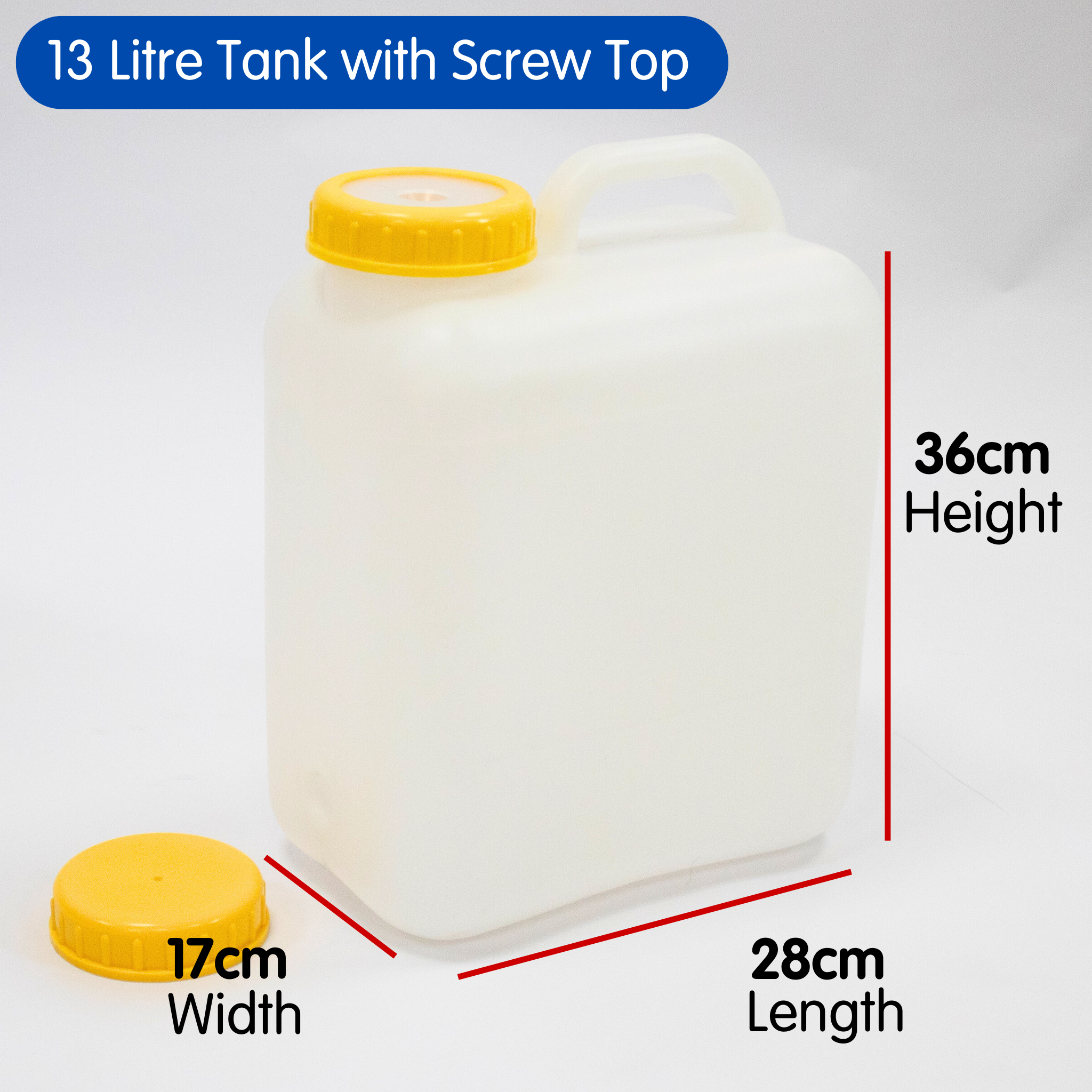 13 Litre Campervan Water Container with Screw Top (Includes 2 Caps)