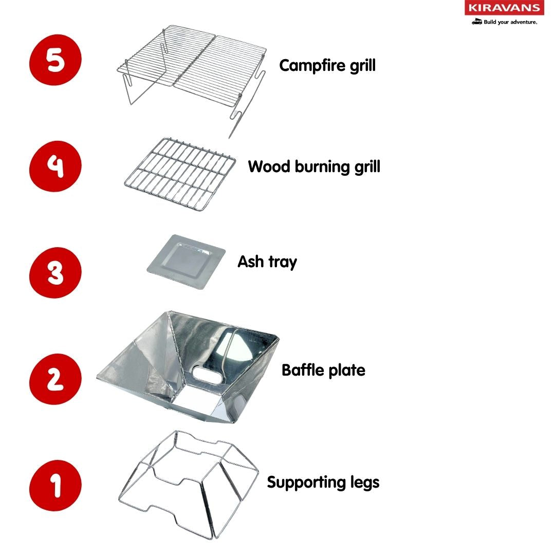 Kiravans FIRE-B-QUE - Portable Folding Barbeque Grill