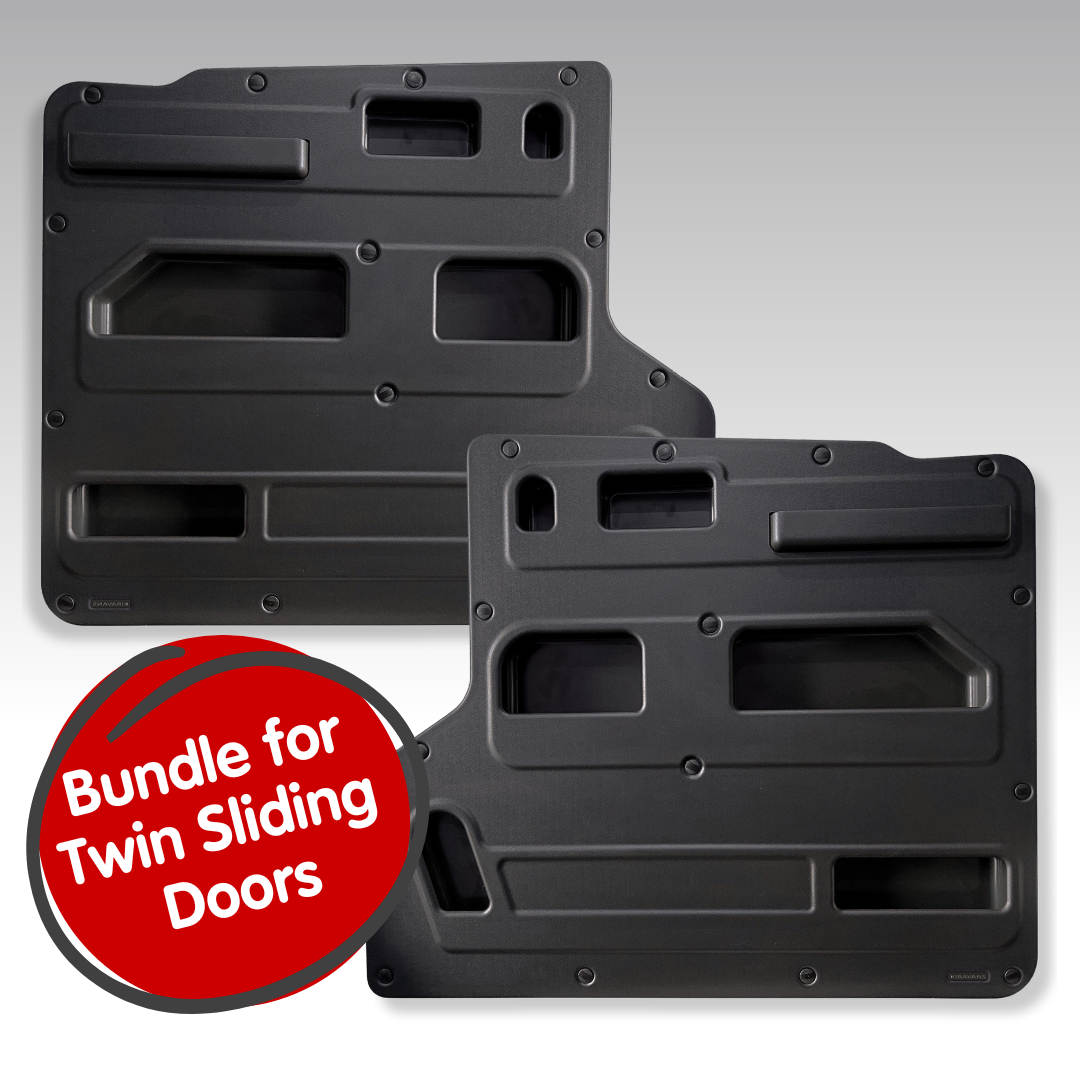 Ford Transit Custom 2018 facelift–2023 Sliding Door Storage Pocket (Black) | Kiravans DoorStore