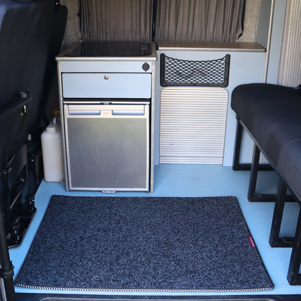 Campervan Living Area Carpet Mat in Anthracite with Choice of Edge Colour (3 Sizes)