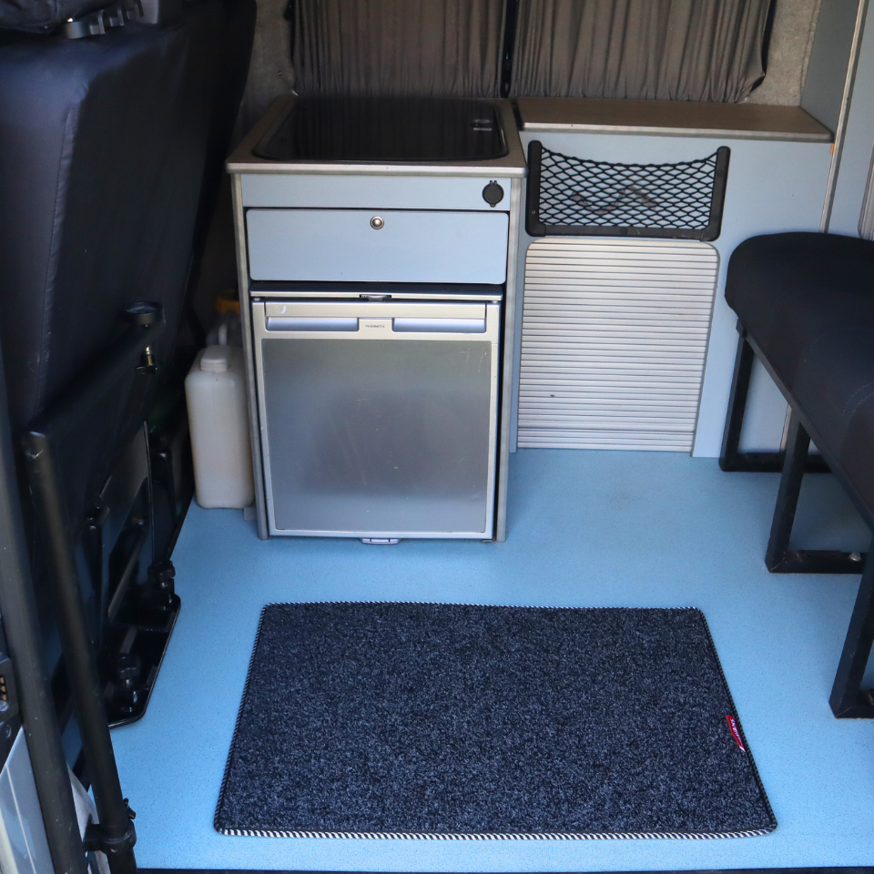 Campervan Living Area Carpet Mat in Anthracite with Choice of Edge Colour (3 Sizes)
