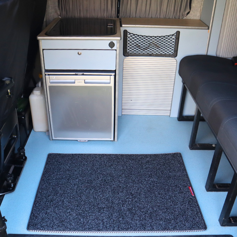 Campervan Living Area Carpet Mat in Anthracite with Choice of Edge Colour (3 Sizes)