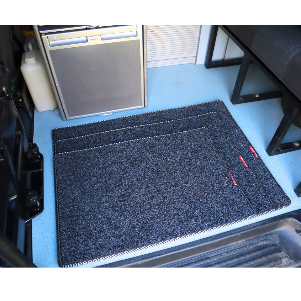 Campervan Living Area Carpet Mat in Anthracite with Choice of Edge Colour (3 Sizes)