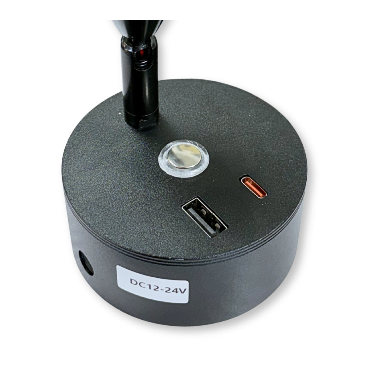 Black LED Cone Spotlight with USB A+C — Dimmable, Touch Control + Memory Function (Warm White)