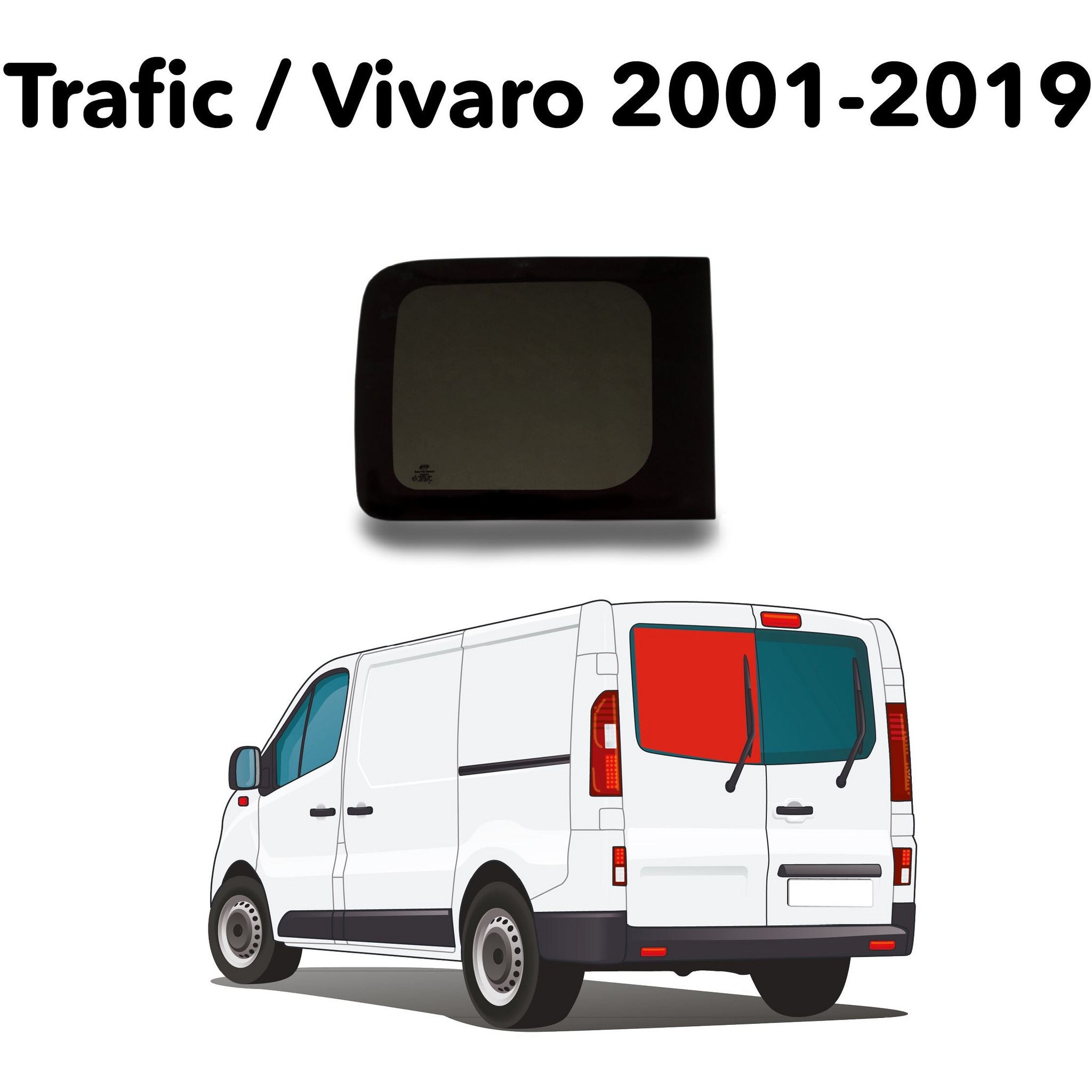 Barn Door Windows + Fitting Kit for Vauxhall Vivaro X82/X83 (2001-2018), Renault Trafic 2nd/3rd Gen (2001-present) & Other X82/X83 Vans