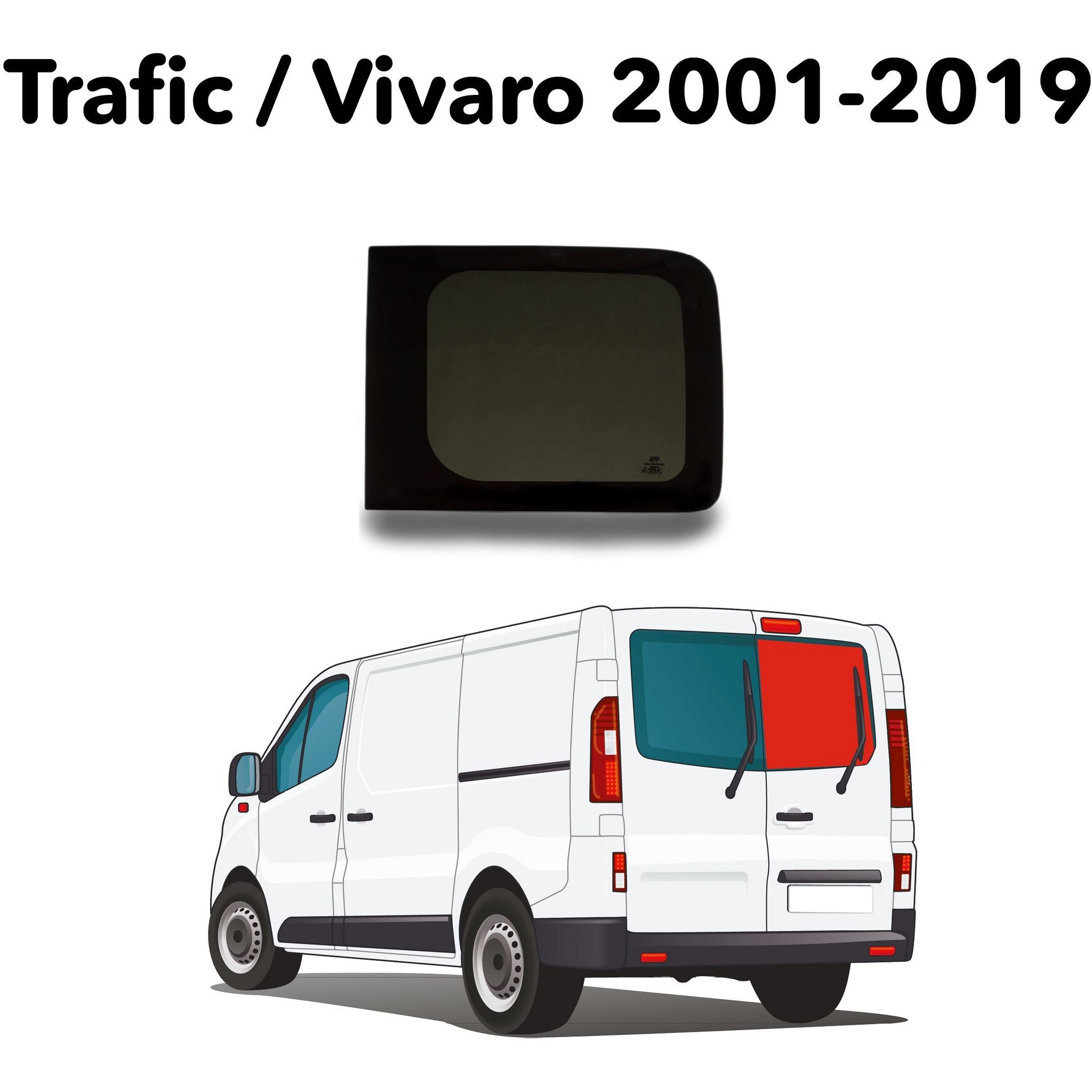 Barn Door Windows + Fitting Kit for Vauxhall Vivaro X82/X83 (2001-2018), Renault Trafic 2nd/3rd Gen (2001-present) & Other X82/X83 Vans