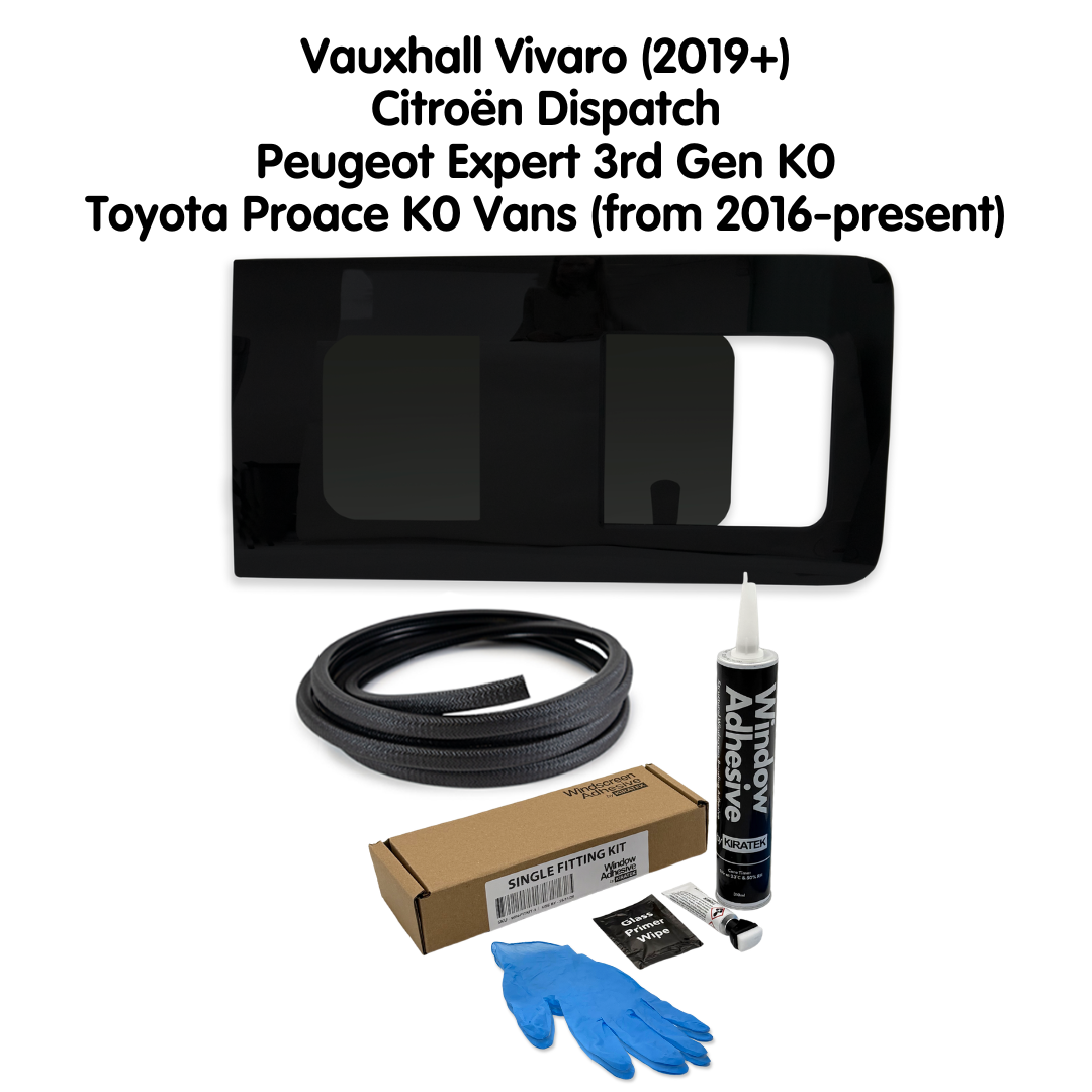 Right Opening Window + Fitting Kit for Vauxhall Vivaro (2019+) and Citroën Dispatch, Peugeot Expert 3rd Gen K0, Toyota Proace K0 Vans (from 2016-present)
