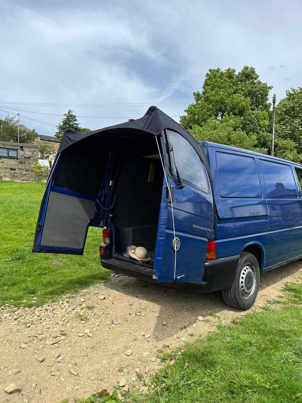 No Tailgate? No problem... Barn Door Campervan Awning for VW T4 Designed by Kiravans
