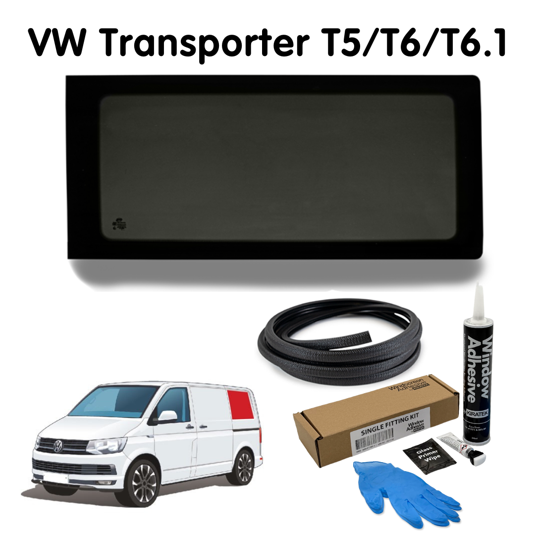 Left Rear Quarter Window + Fitting Kit for VW Transporter T5 to T6.1 (2003-2024)