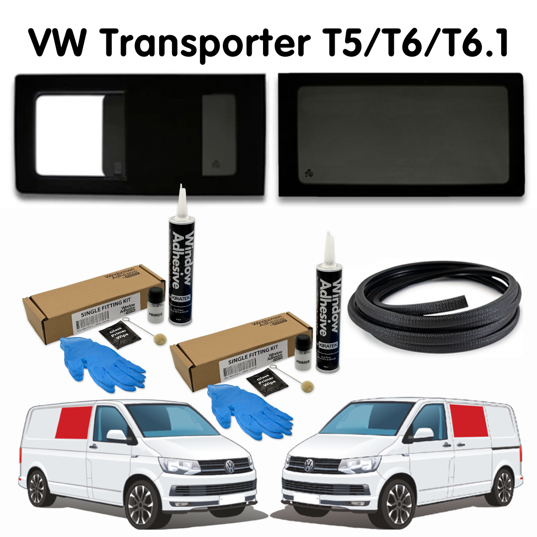 1 Left Fixed + 1 Right Opening Side Window + Fitting Kit for VW Transporter T5 to T6.1 (2003-2024)