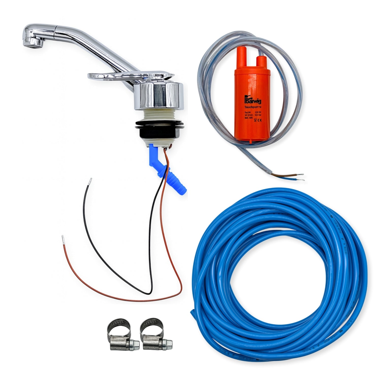 Fresh Water Installation Kit for Campervan Plumbing - Tap, Pump, Hose & Clips *Arriving Jan 2026*