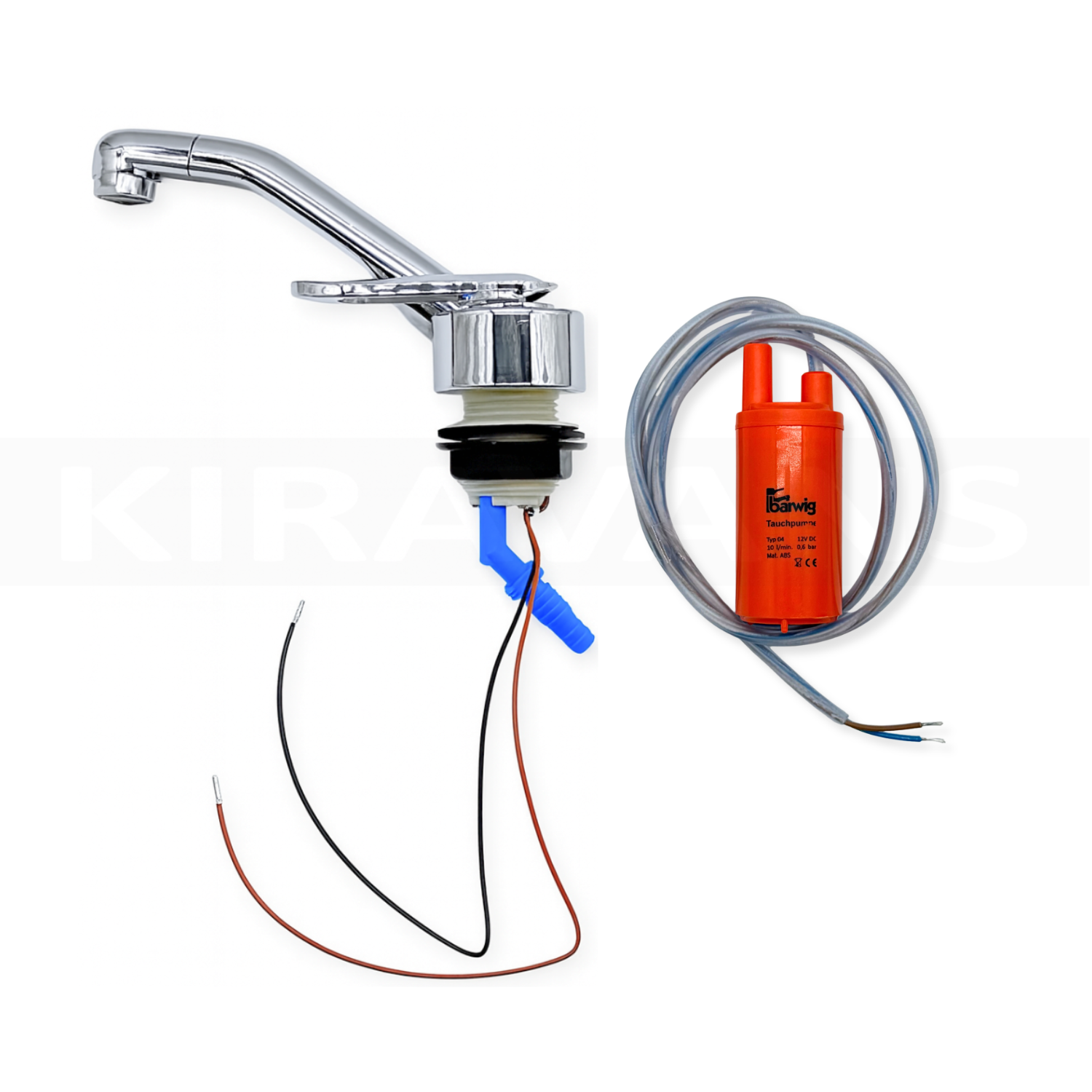 Fresh Water Installation Kit for Campervan Plumbing - Tap, Pump, Hose & Clips