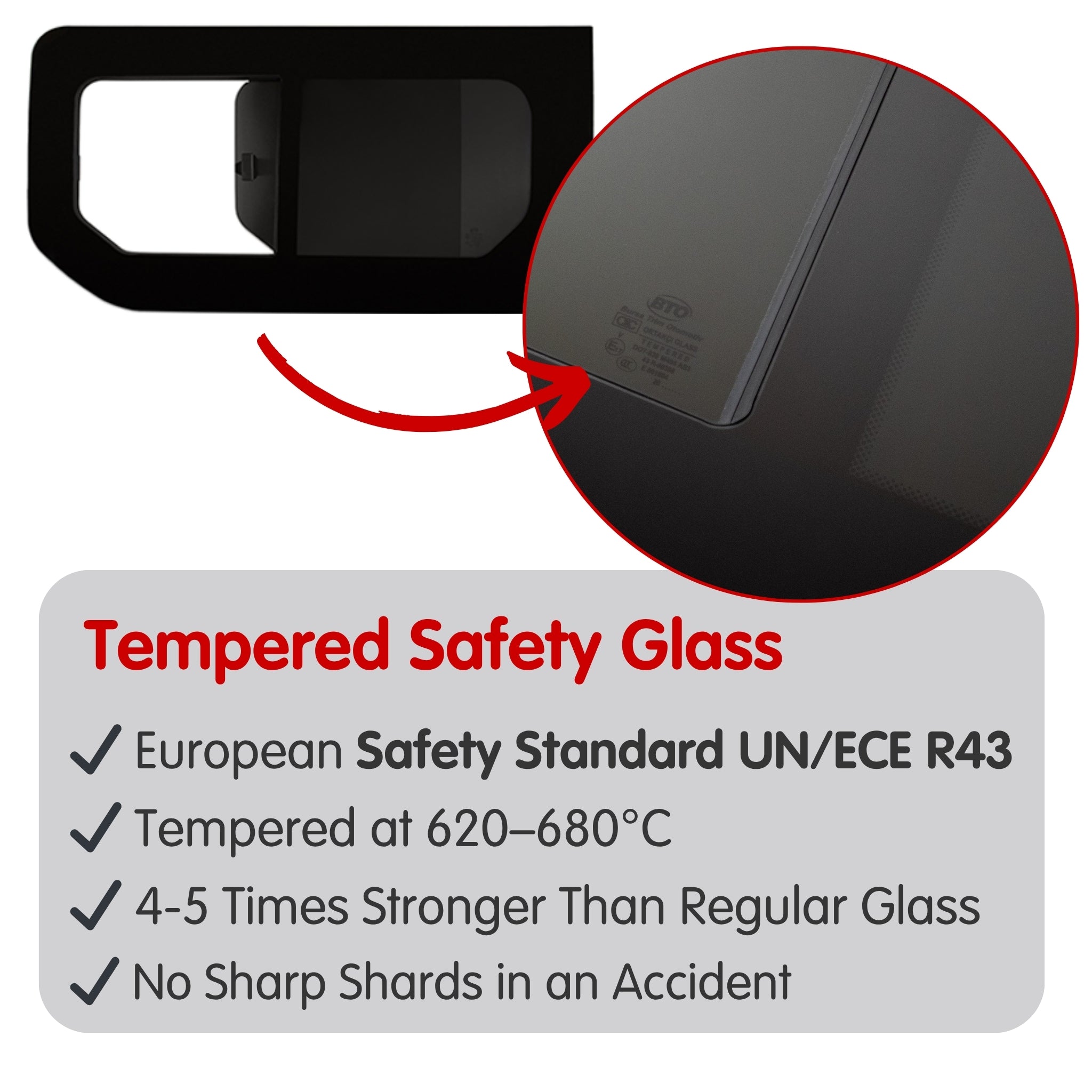 Pair of Opening Campervan Side Windows + Fitting Kit for Vauxhall Vivaro (2014-2018), Renault Trafic (2014 - Present) & Other X82 Vans