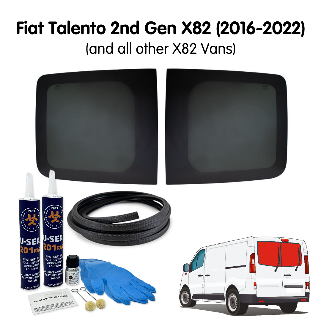 Barn Door Windows + Fitting Kit for Fiat Talento 2nd Gen X82 (2016-2022) & Other X82/X83 Vans