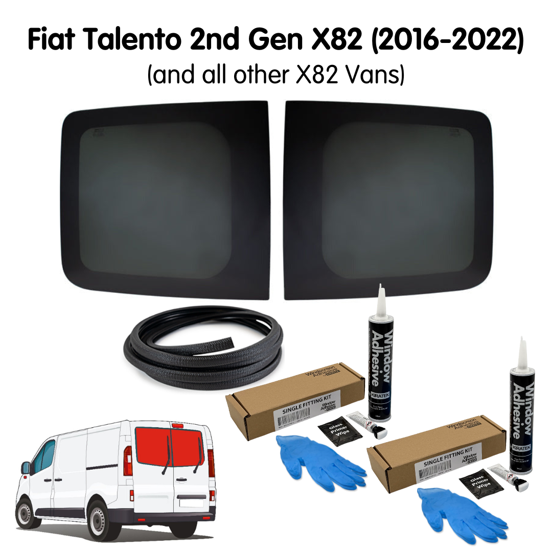 Barn Door Windows + Fitting Kit for Fiat Talento 2nd Gen X82 (2016-2022) & Other X82/X83 Vans
