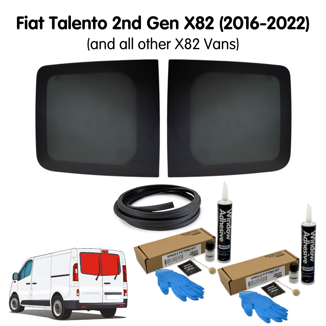 Barn Door Windows + Fitting Kit for Fiat Talento 2nd Gen X82 (2016-2022) & Other X82/X83 Vans