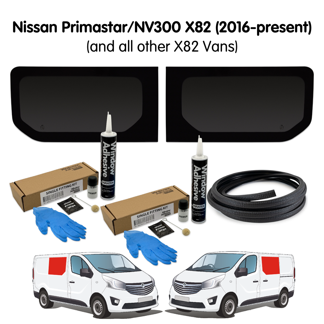 Pair of Fixed Campervan Side Windows + Fitting Kit for Nissan Primastar / NV300 X82 (2016 - present) & Other X82 Vans