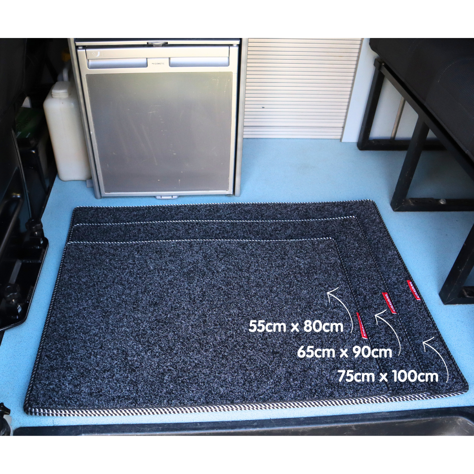 Campervan Living Area Carpet Mat in Anthracite with Choice of Edge Colour (3 Sizes)