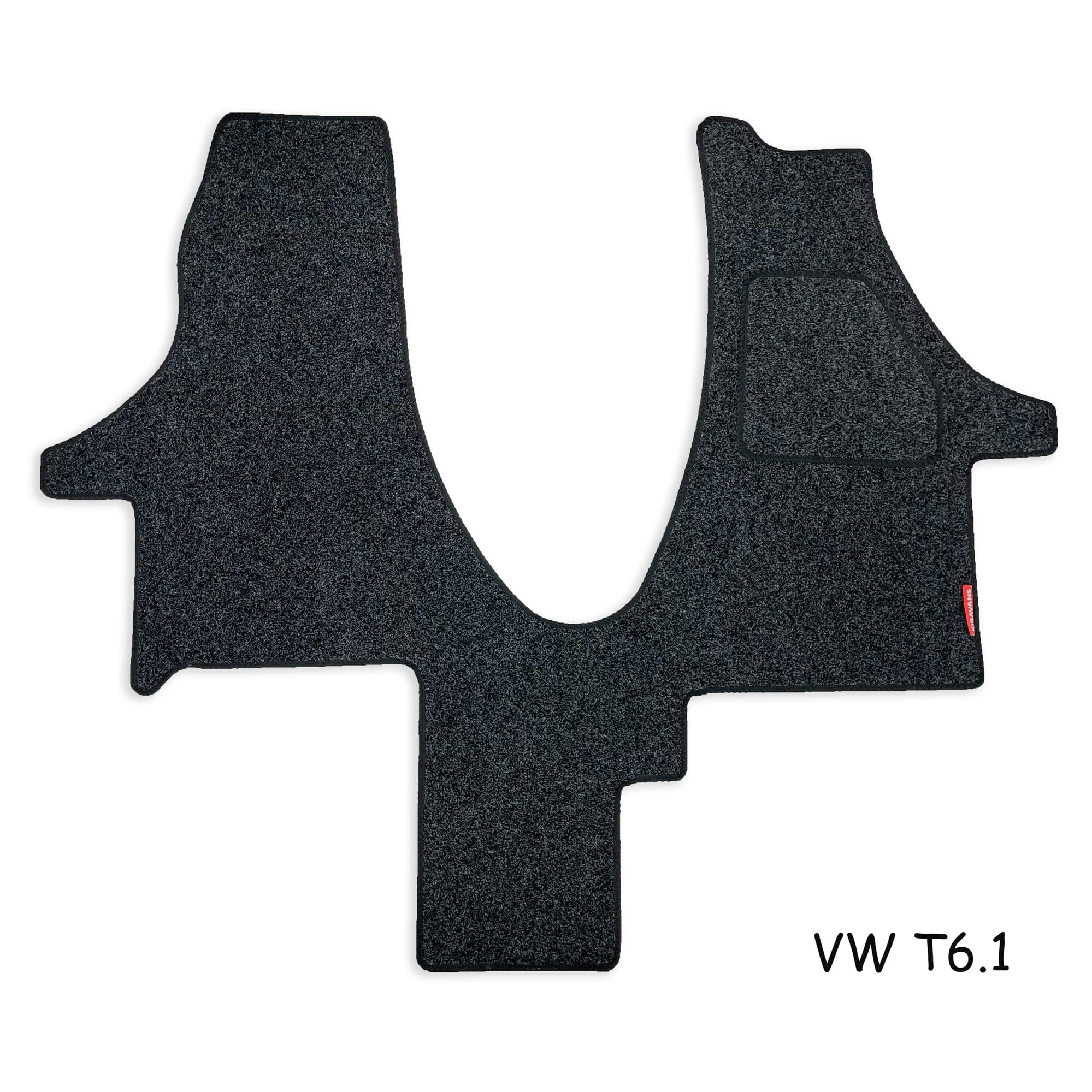 VW T5/T6/T6.1 Cab Mat - 2 Single Seats with Passenger Side Safe & Swivel All-in-One Kiravans VW T6.1