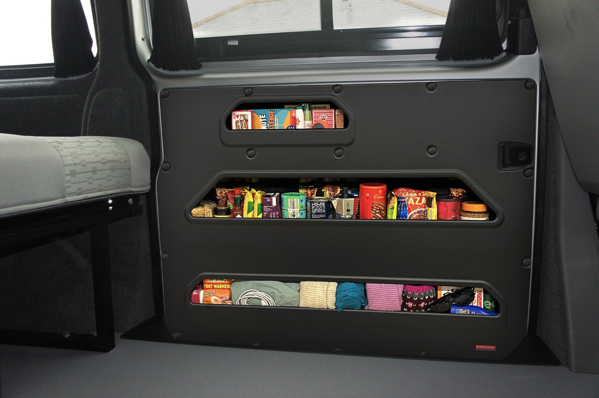 VW T5–T6.1 Sliding Door Storage Pocket (Black) | Kiravans DoorStore
