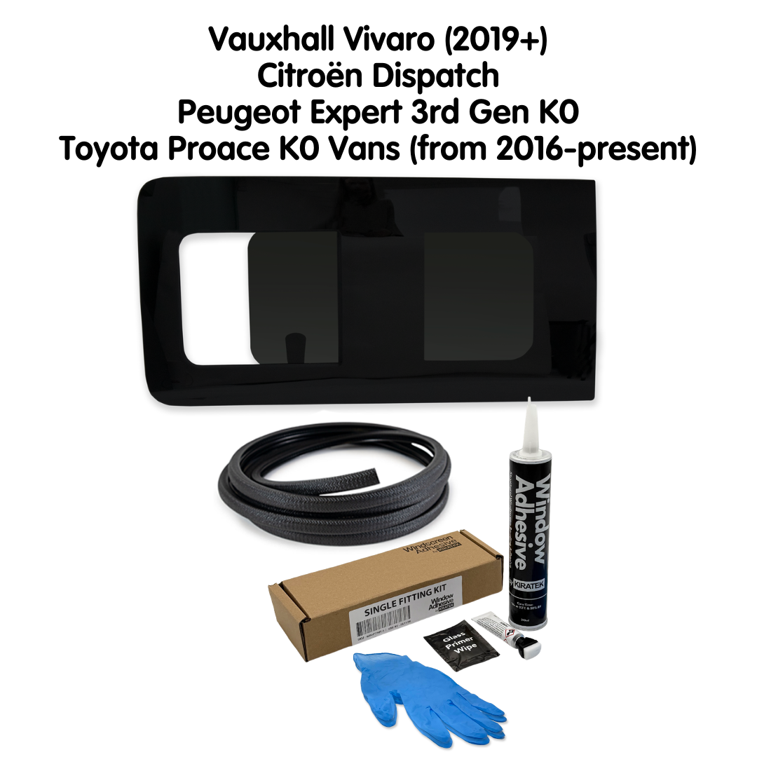 Left Opening Window + Fitting Kit for Vauxhall Vivaro (2019+) and Citroën Dispatch, Peugeot Expert 3rd Gen K0, Toyota Proace K0 Vans (from 2016-present)