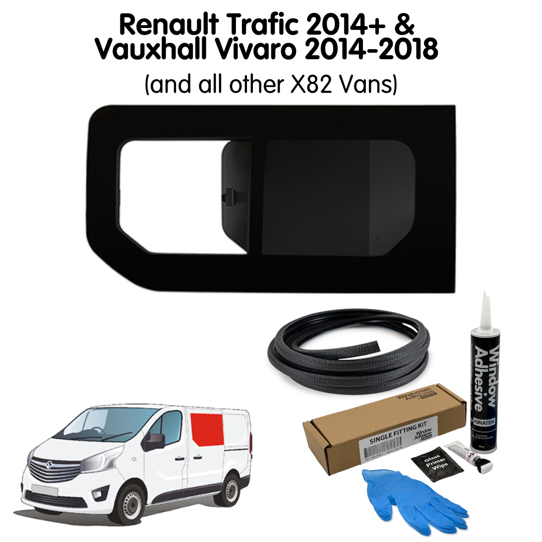 Left Opening Window + Fitting Kit for Vauxhall Vivaro (2014-2018), Renault Trafic (2014 - Present) & Other X82 Vans