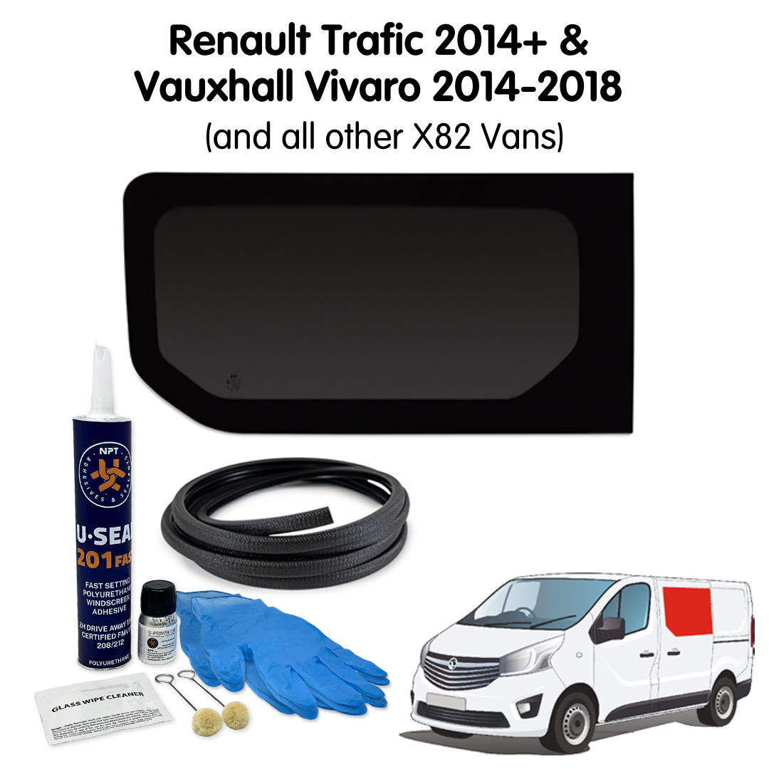 Left Fixed Window + Fitting Kit for Vauxhall Vivaro (2014-2018), Renault Trafic (2014 - Present) & Other X82 Vans