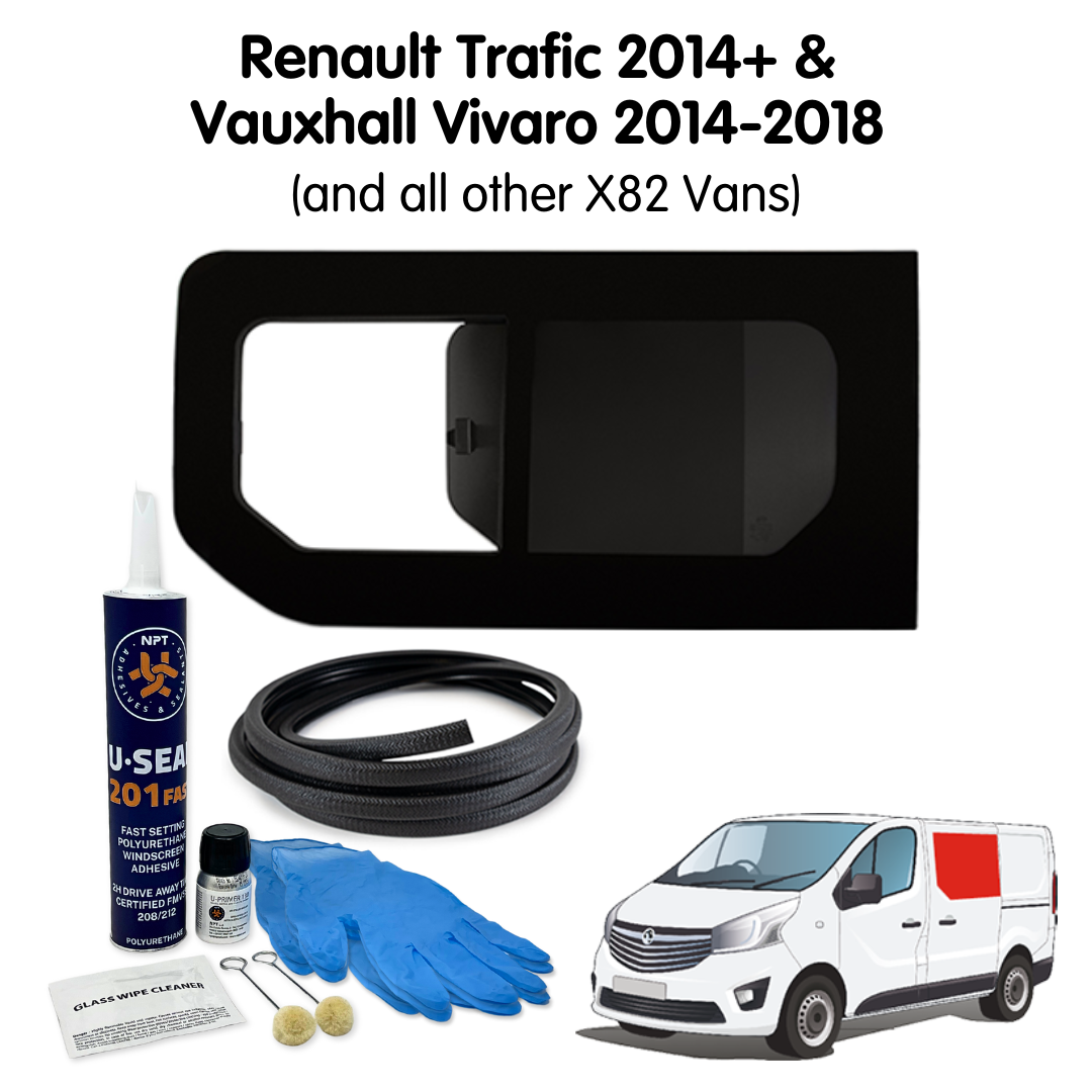 Left Opening Window + Fitting Kit for Vauxhall Vivaro (2014-2018), Renault Trafic (2014 - Present) & Other X82 Vans