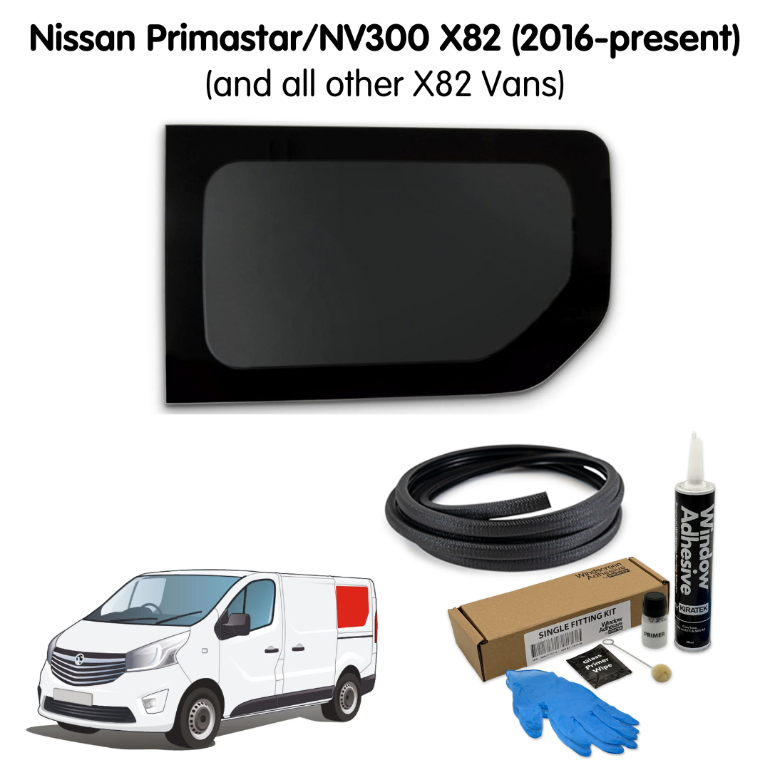 Left Rear Quarter Window + Fitting Kit for Nissan Primastar / NV300 X82 (2016 - present) & Other X82 Vans
