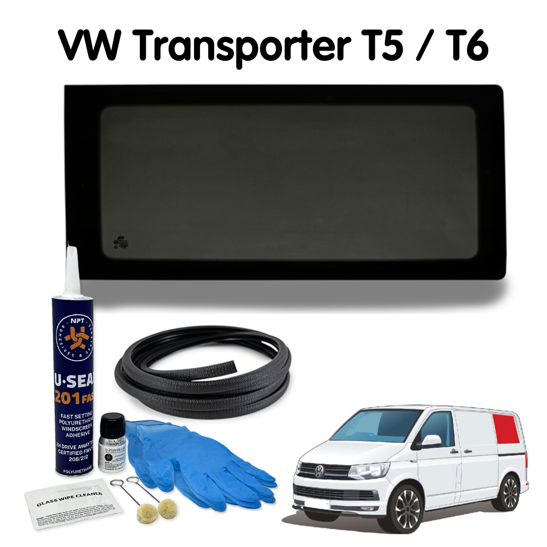 Left Rear Quarter Window + Fitting Kit for VW Transporter T5 to T6.1 (2003-2024)