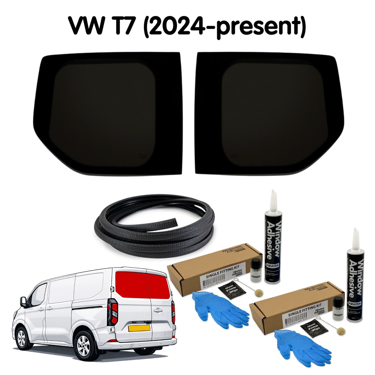 Premium Barn Door Windows + Fitting Kit for VW Transporter T7 (2024-present)