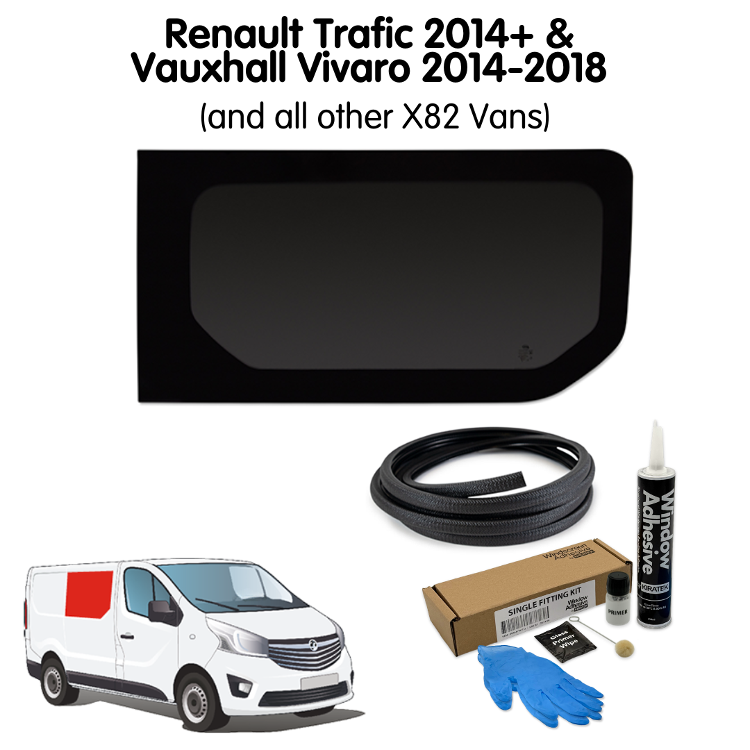 Right Fixed Window + Fitting Kit for Vauxhall Vivaro (2014-2018), Renault Trafic (2014 - Present) & Other X82 Vans