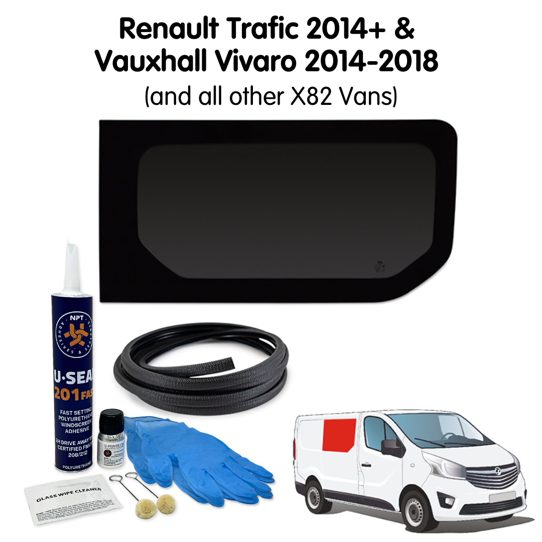Right Fixed Window + Fitting Kit for Vauxhall Vivaro (2014-2018), Renault Trafic (2014 - Present) & Other X82 Vans