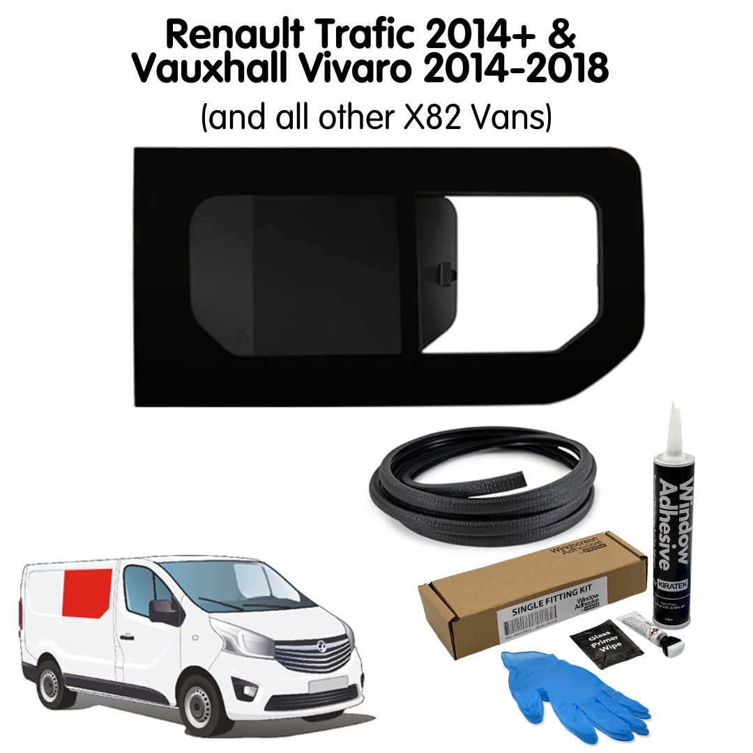 Right Opening Window + Fitting Kit for Vauxhall Vivaro (2014-2018), Renault Trafic (2014 - Present) & Other X82 Vans