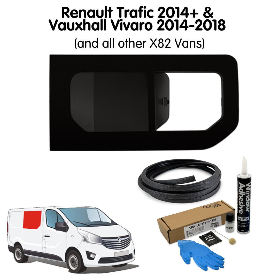 Right Opening Window + Fitting Kit for Vauxhall Vivaro (2014-2018), Renault Trafic (2014 - Present) & Other X82 Vans