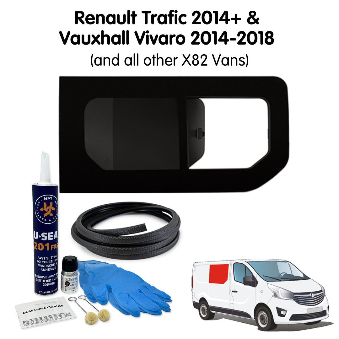 Right Opening Window + Fitting Kit for Vauxhall Vivaro (2014-2018), Renault Trafic (2014 - Present) & Other X82 Vans