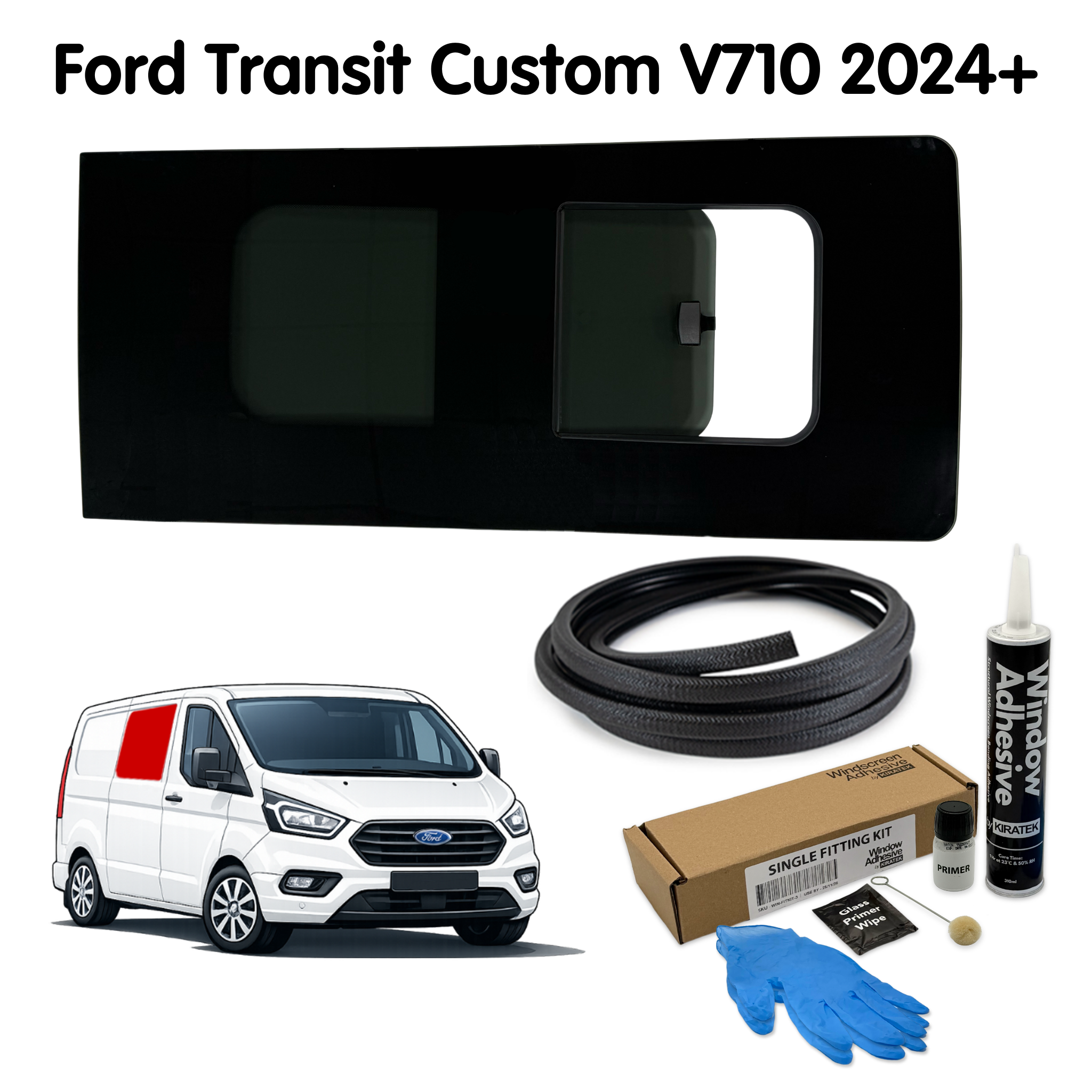 Right Opening Window + Fitting Kit for Ford Transit Custom 2nd Gen V710 (2024-present)