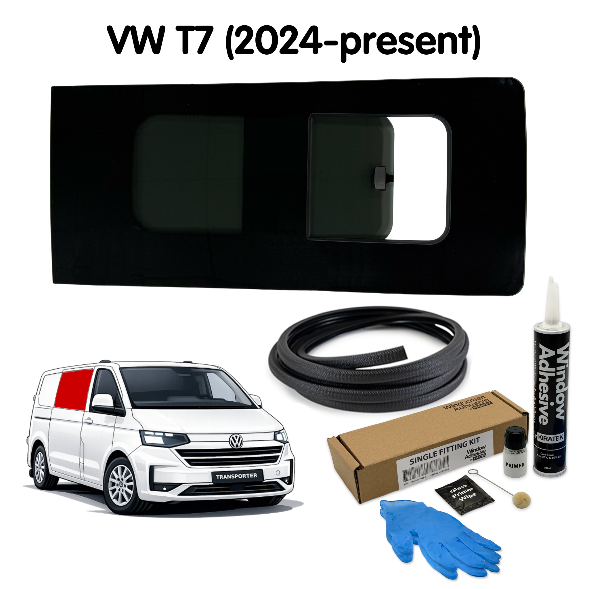 Right Opening Window + Fitting Kit for VW Transporter T7 (2024-present)