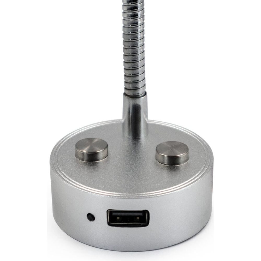 Silver LED Cone Reading Lamp USB 150mm - Touch On/Off (Warm White) Kiravans