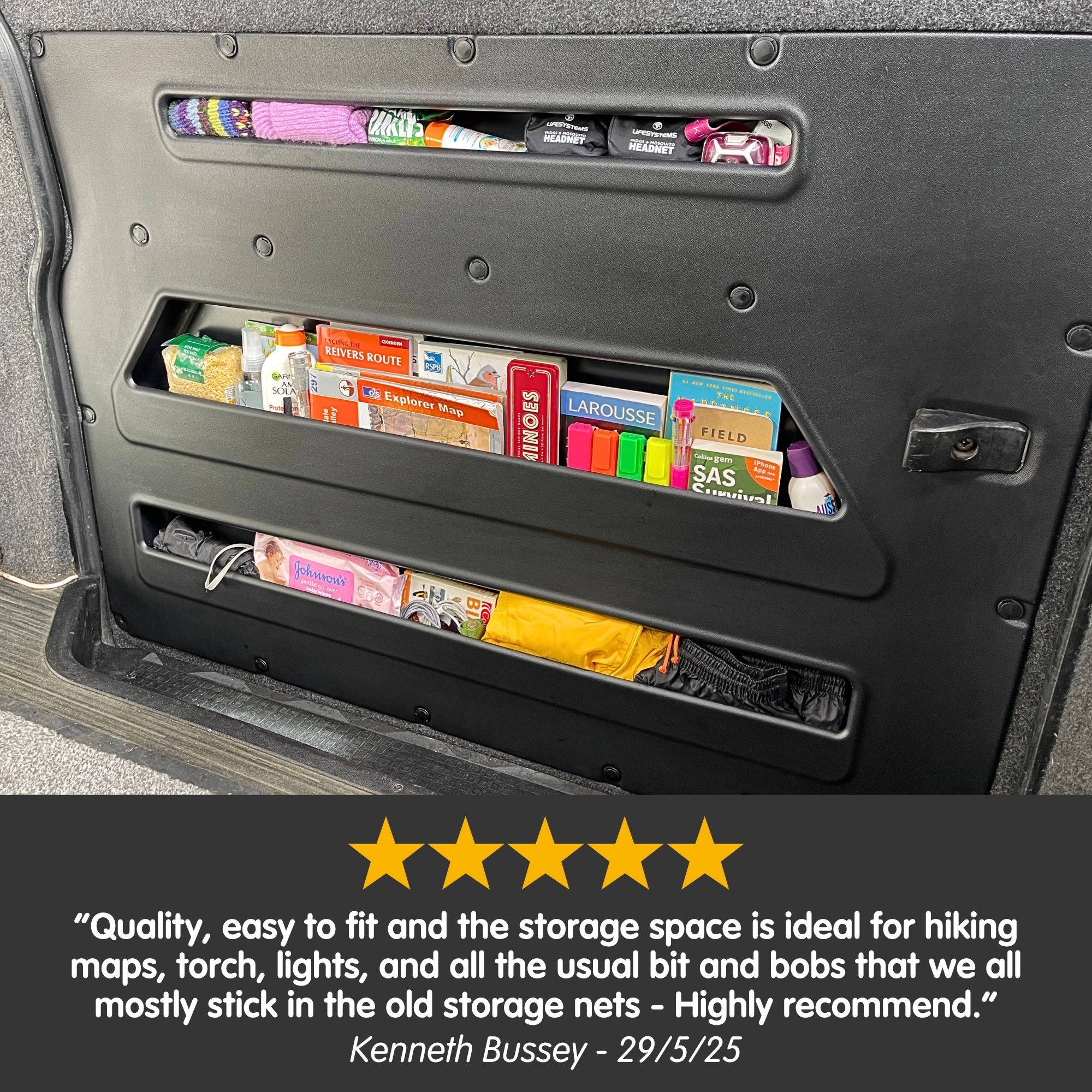 VW T4 Sliding Door Storage Pocket (Black) | Kiravans DoorStore