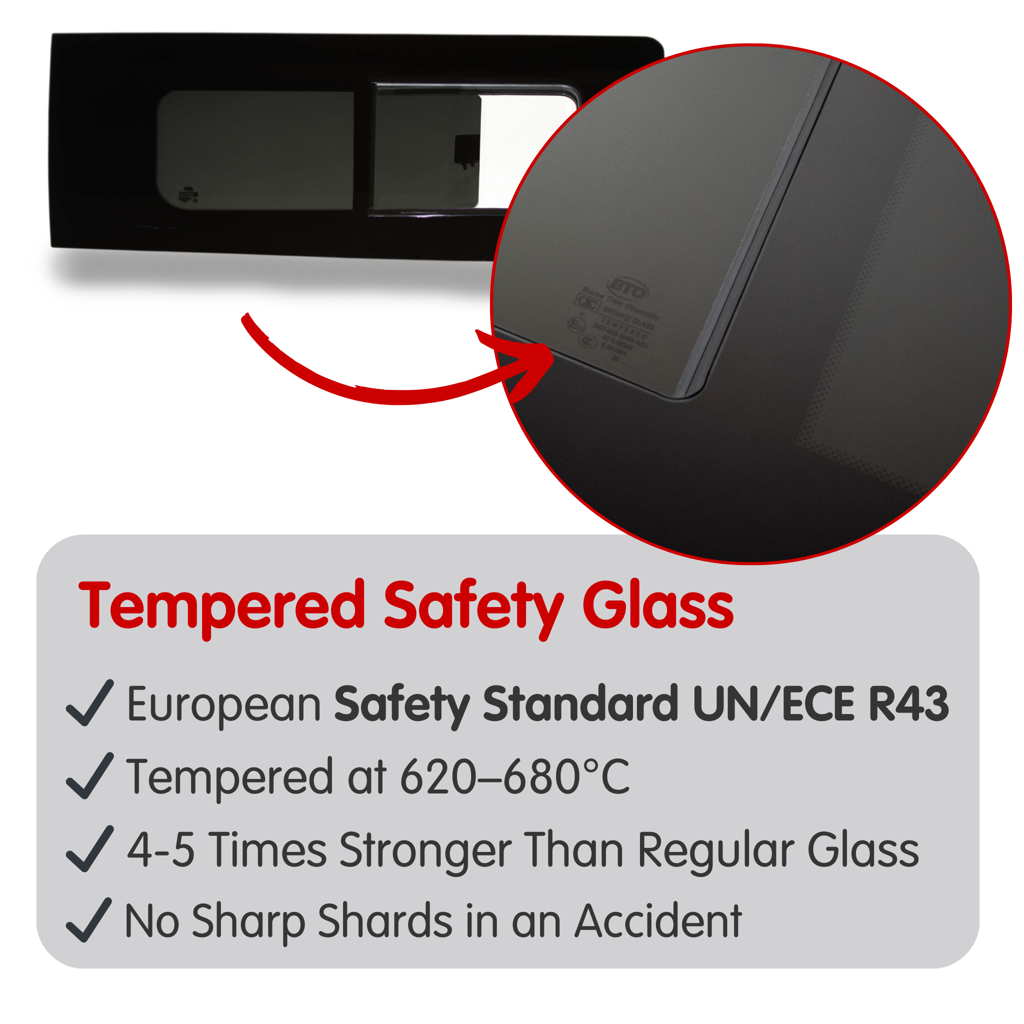 Pair of Opening Campervan Side Windows + Fitting Kit for Ford Transit Custom 1st Gen V362 (2013-2023)