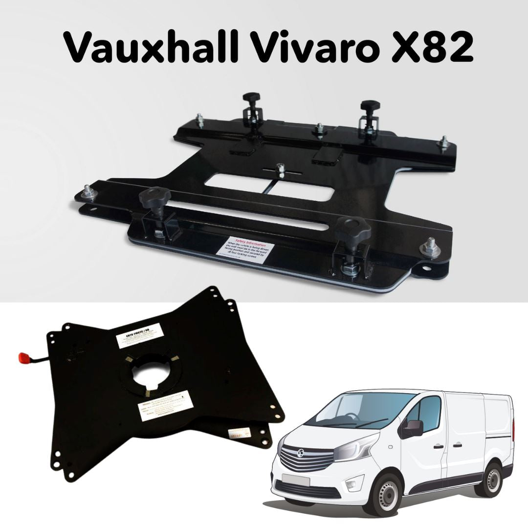 BUNDLE Kiravans X82 Vauxhall Vivaro 2014-2018 (Mk2) Double Passenger + Single Driver Seat Swivel (Right Hand Drive) Designed by Kiravans