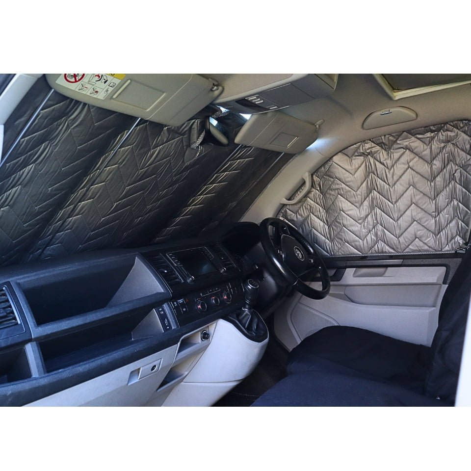 Campervan Magnetic or Sucker Internal Thermal Cab Window Screen Set — Silver (Outside), Grey or Black (Inside)