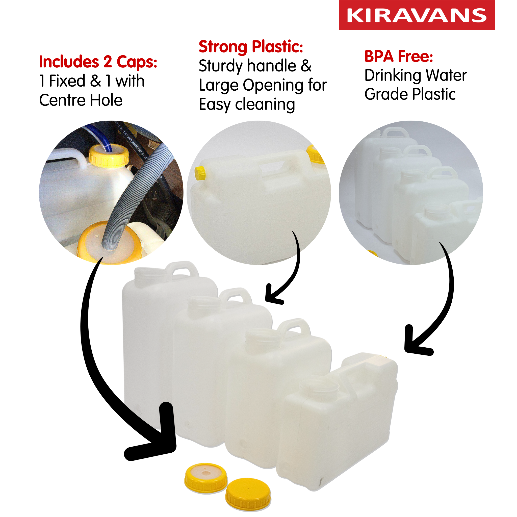 13 Litre Campervan Water Container with Screw Top (Includes 2 Caps)