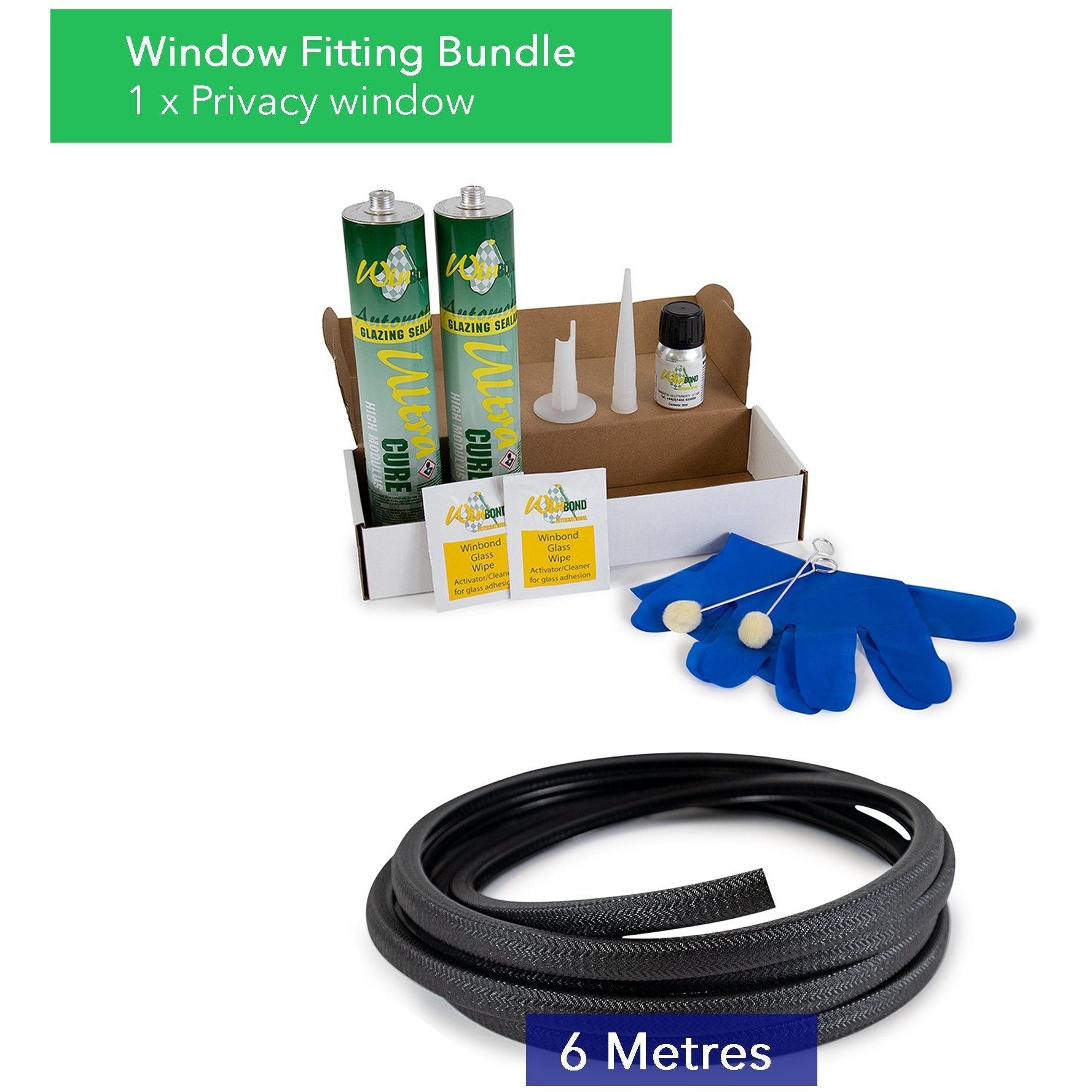 Ultra Cure Campervan Window Adhesive & U-Profile Edge Trim Bundle Kiravans Window Adhesive & U-Profile Bundle - 1 x Window 