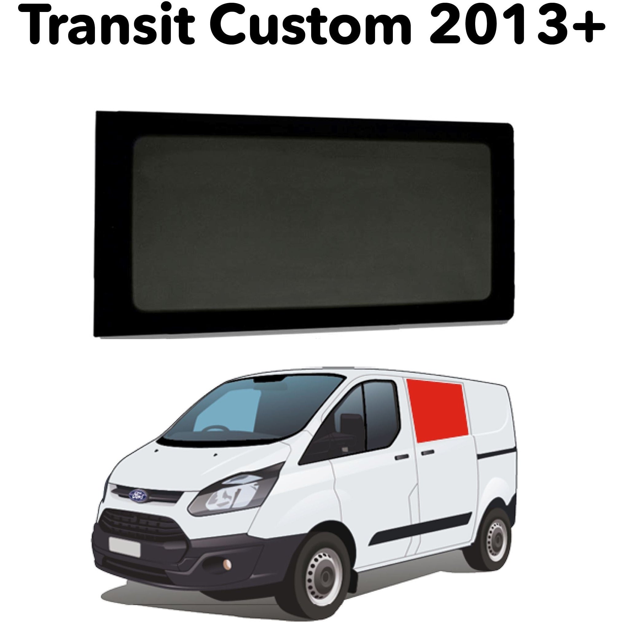 Left Fixed Window Ford Transit Custom 2013+ - Sliding Door Camper Glass by Kiravans 