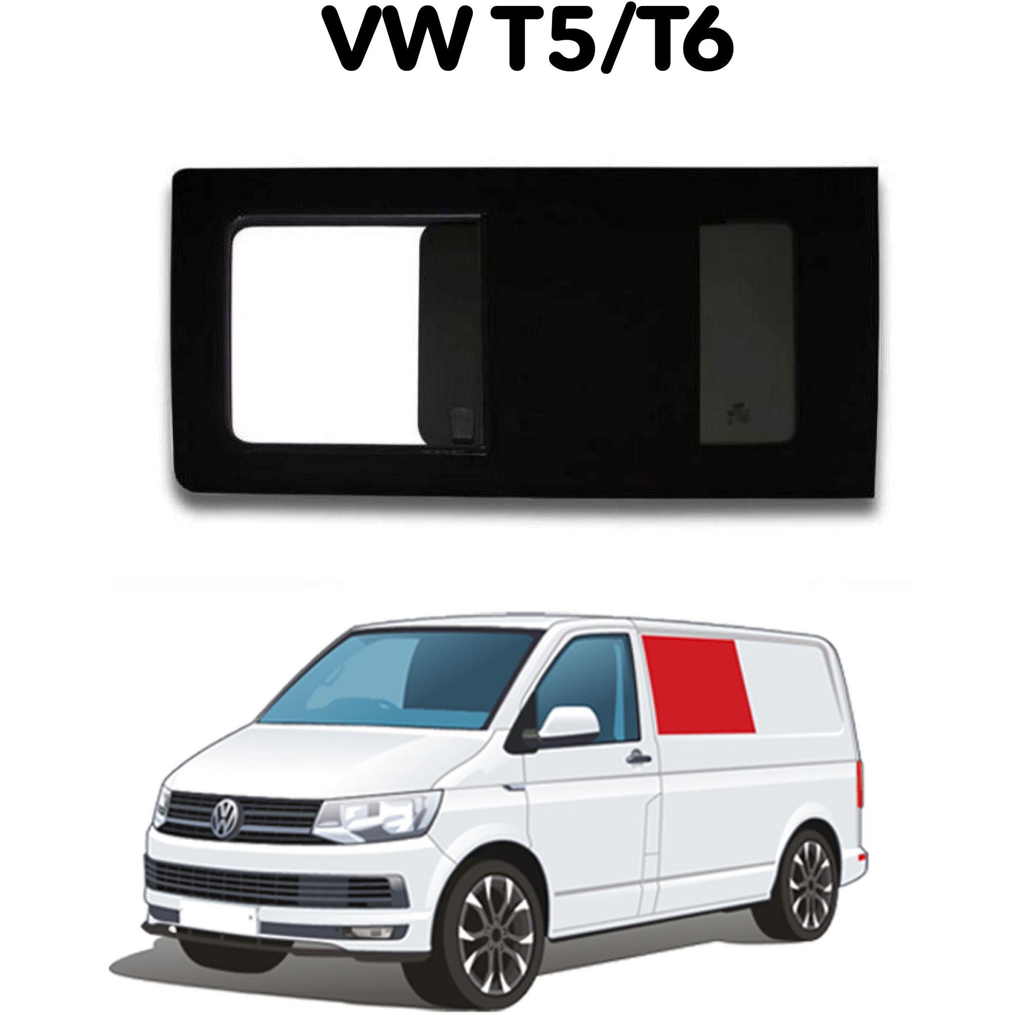 Left Opening Window VW T5 / T6 - Non-sliding door Camper Glass by Kiravans 